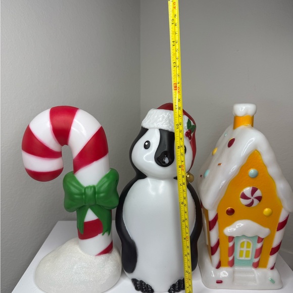 Christmas 11” Light Up Penguin,Ginger bread house & Candy Cane Blow Mold Decor - Picture 7 of 7